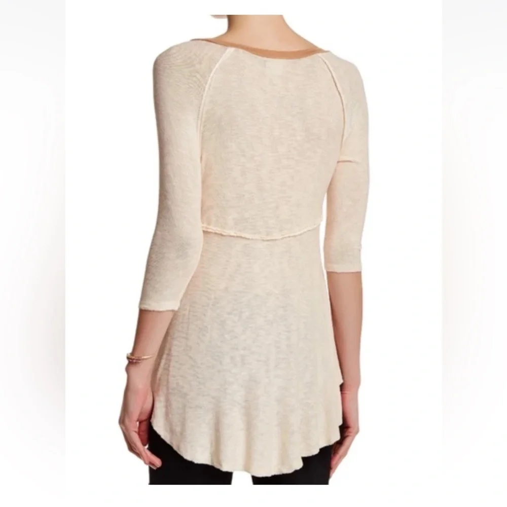 Intimately Free People Women's M Top Weekends Layering Gauzy Tee Beige EUC